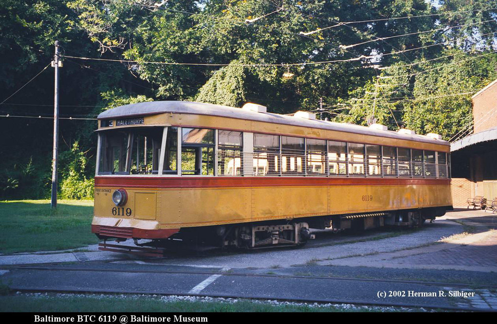 (248k, 1024x669)<br><b>Country:</b> United States<br><b>City:</b> Baltimore, MD<br><b>System:</b> Baltimore Streetcar Museum<br><b>Car:</b>  6119 <br><b>Photo by:</b> Herman R. Silbiger<br><b>Date:</b> 2002<br><b>Viewed (this week/total):</b> 0 / 1988