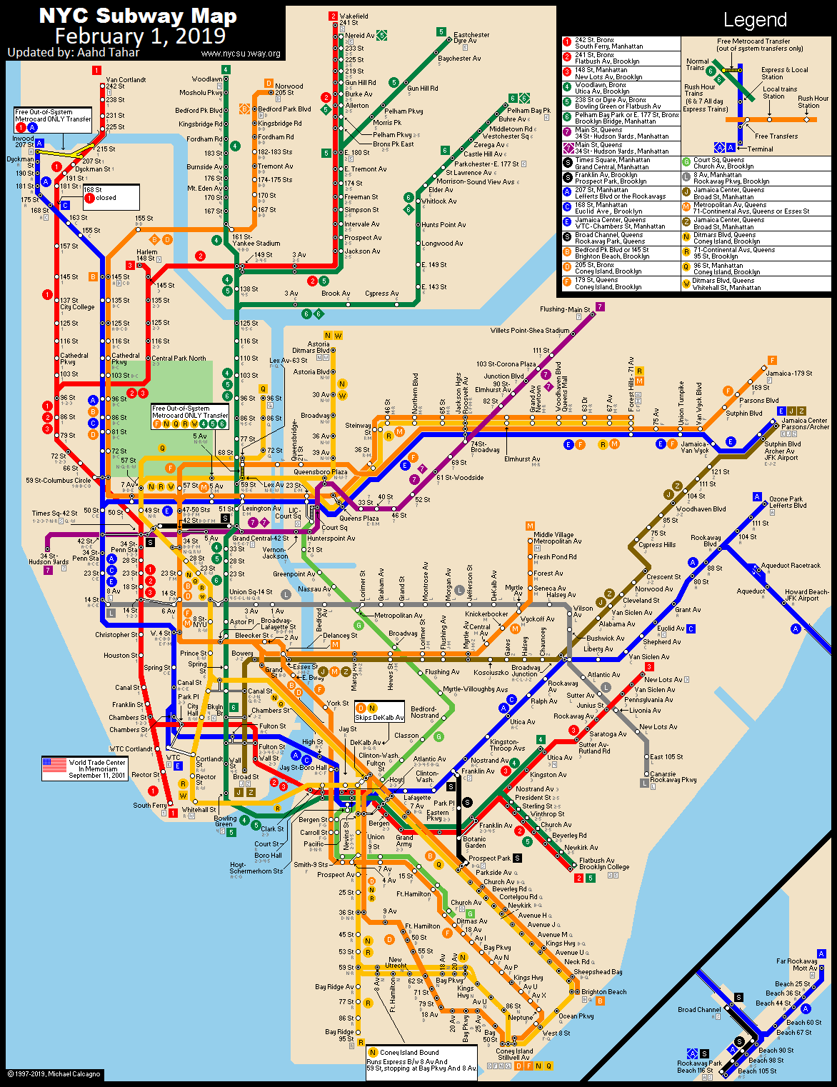  New York City Subway Route Map by Michael Calcagno